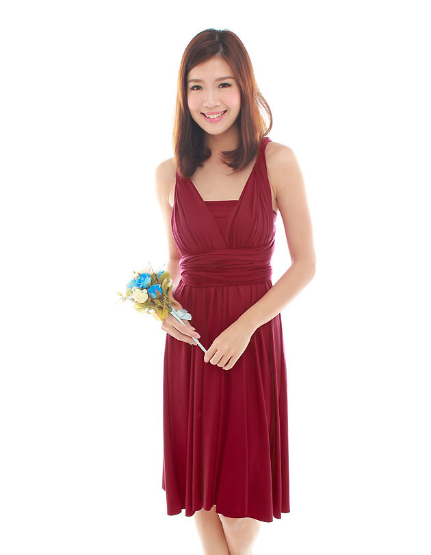 Cherie Convertible Classic Dress in Maroon